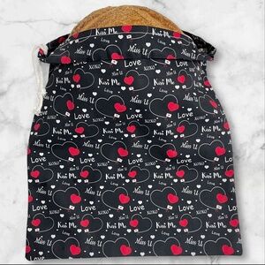 Valentine Red Heart & Black Cotton Bread Bag, Reusable Sourdough Storage Bag